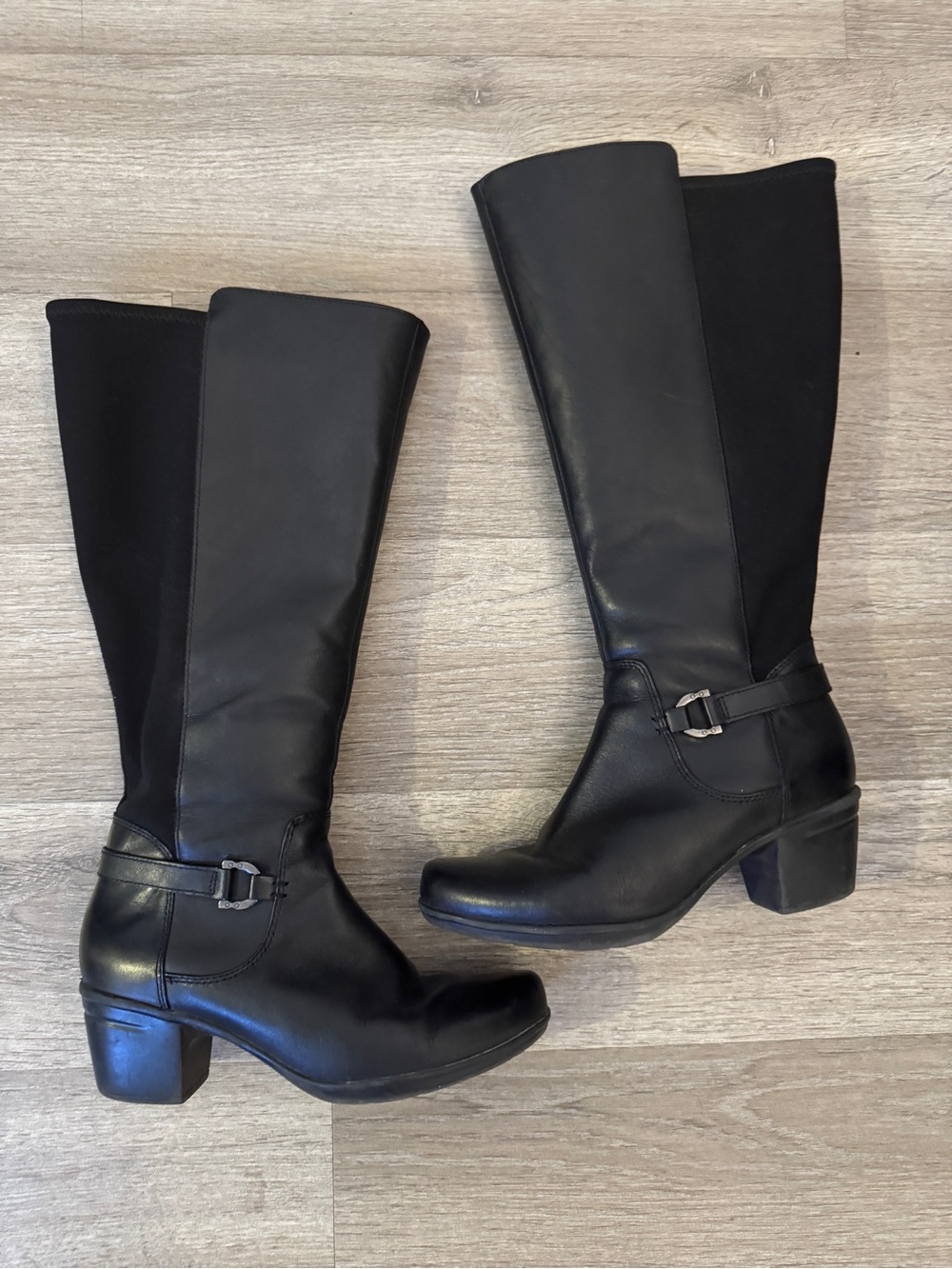 Clark’s Black Women's Knee-High Leather Wide Calf Boots